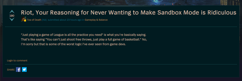 Illustration for article titled It's Ridiculous That League of Legends Isn't Getting A Sandbox Mode